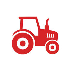 Red Tractor Farming Machine Icon. Stylized rural vehicle emblem on a black backdrop. Symbolizes agricultural advancement, diligent effort, and nourishing food production.