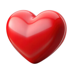 3d red heart shape isolated on transparent background