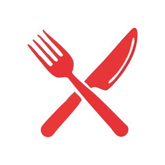 Red Fork Knife Dining Utensils. Vibrant scarlet eating implements on a dark background, symbolizing gastronomy, restaurant business, and culinary arts. Ideal for food service designs.