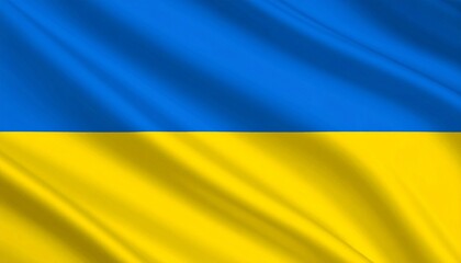 Ukraine’s national flag with blue and yellow horizontal bands.