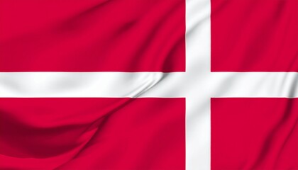 Fototapeta premium Flag of Denmark featuring a white Scandinavian cross on a red background, known as the Dannebrog.
