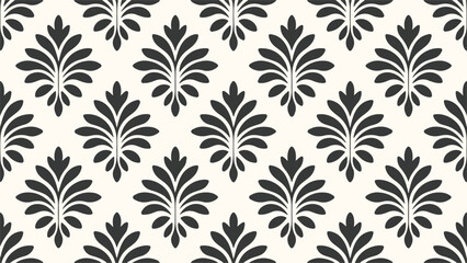 Elegant Dark Floral Pattern Repeat on Off White Background for Wallpaper and Textile Design Applications