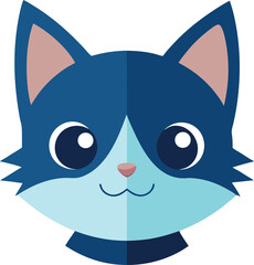 Cute Cartoon Cat Face Vector Illustration for Kids Design