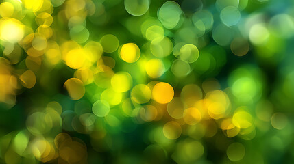 Golden yellow and green circular light bokeh effect soft focus blurred