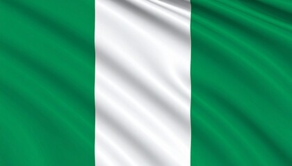 Obraz premium Flag of Nigeria with three vertical stripes—green on both sides and white in the center.