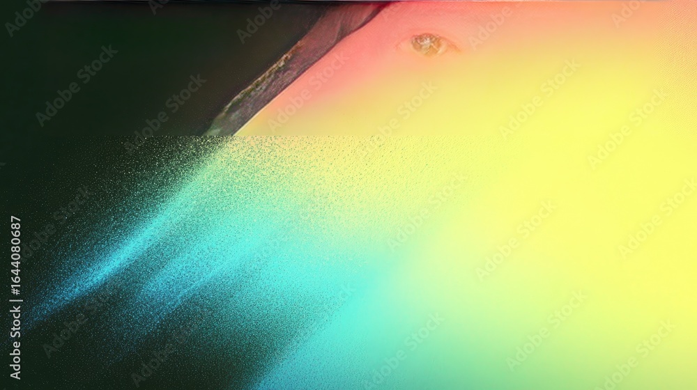 Poster vivid abstract texture with particle spray gradient in yellow and cyan hues