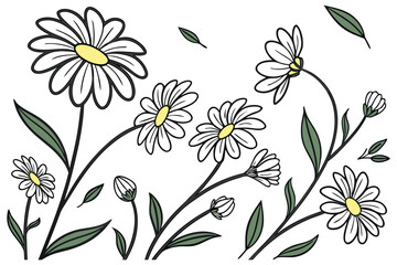 Seamless floral pattern with beautiful blossoms and green leaves