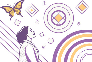 Abstract Dog Illustration with Vibrant Colors and Geometric Shapes on Transparent Background a Modern Design Element vibrant