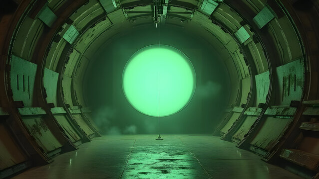 Vintage Missile Silo Radar Dome with Pulsing Green Screen