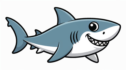Fototapeta premium Friendly Cartoon Shark Smiling Wide Ocean Creature Illustration Kids Design Aquatic Animal Graphic Cheerful Marine Life Drawing Childrens Artwork