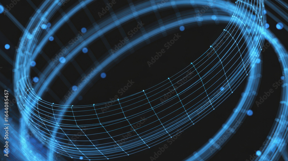 Poster abstract digital artwork featuring interconnected lines and dots in a mesmerizing design