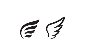 Obraz premium Elegant Black and White Wing Icons for Design Projects.Simple, elegant wing silhouettes in black and white against a pure white background.