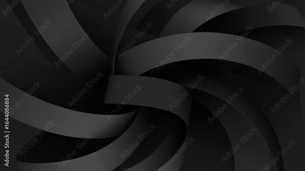 Poster a mesmerizing abstract composition of dark shapes forming a swirling design, evoking depth and compl