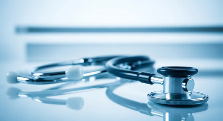 Photo of close up of stethoscope on a white surface