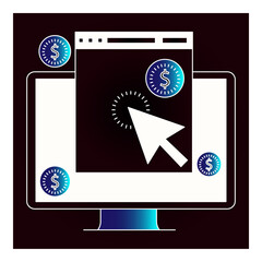 Online PPC Advertising Payment Click Vector Icon