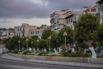 Fototapeta premium Alger the capital city of Algeria, North Africa, city centre of Algiers, the capital of Algeria, Landscape of Algiers city With port and mediterranean sea and white buildings, Arab Maghreb Africa.