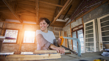 Female Carpenter in Workshop