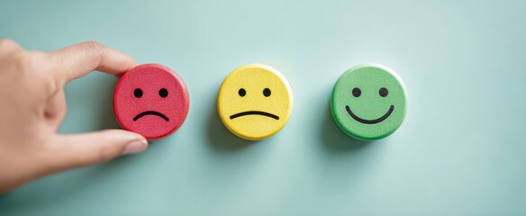 The colorful emotions represented by smiley and sad face buttons