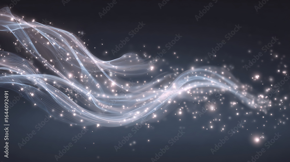 Aufkleber ethereal glowing waves with sparkling particles abstract background