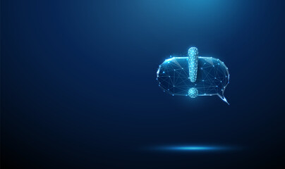 Exclamation mark inside a speech bubble. Attention, important notification, security alert, emergency support, critical update concept.