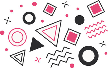 A Collection of Vibrant Abstract Geometric Shapes and Graphic Elements for Creative Design on transparent background vibrant