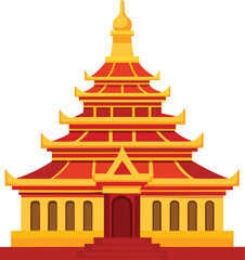  royal temple pagoda ornate gold and red decorate