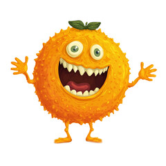 Smiling Orange Monster with Big Teeth