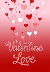 Valentine love celebration with heart balloons and romantic design for cards or posters
