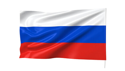 Fototapeta premium Waving flag of Russia, a national symbol of the country, with a realistic texture against a white background