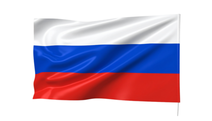 Waving flag of Russia, a national symbol of the country, with a realistic texture against a white background