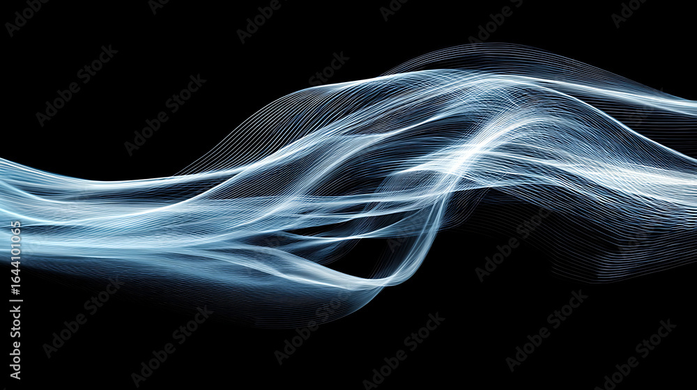 Poster flowing luminous ethereal lines of light creating abstract wave patterns image