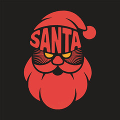 Bold Santa Typography Illustration on Black