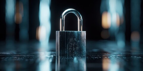 The padlock symbolizes digital security in a technological environment.