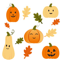 set of halloween pumpkins. autumn