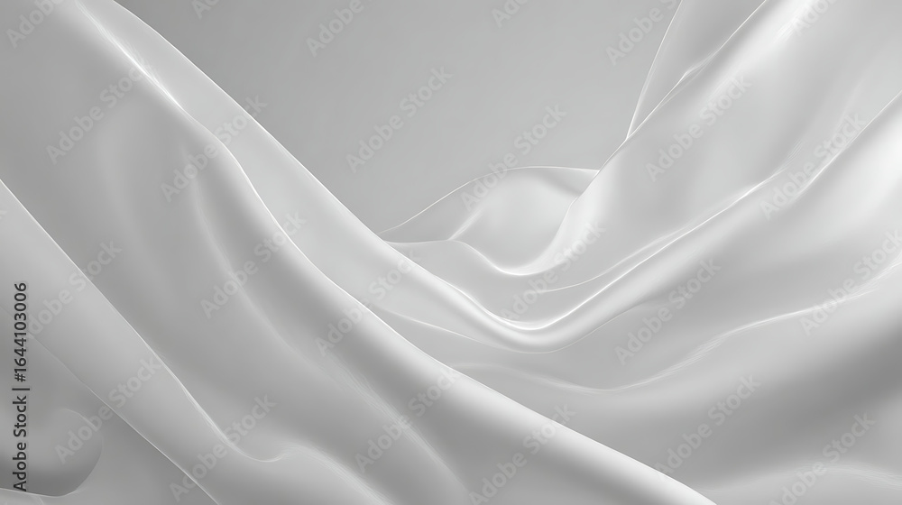 Poster flowing white fabric with soft light and shadow creating elegant curves abstract background
