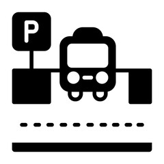 Parking shuttle bus Semi Solid Vector Icon
