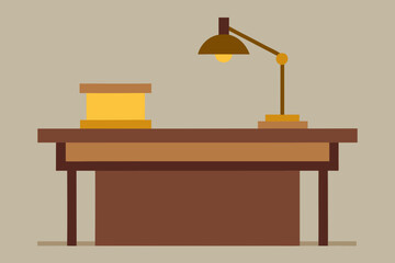 Minimal Luxury Executive Desk with Brass Lamp