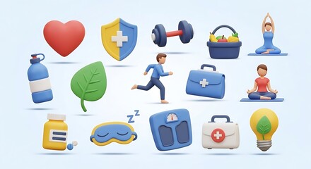 Best selling collection of 3d health and wellness icons