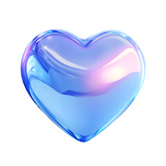 Blue Glass Heart with Pink and Purple Highlights graphic isolated on a transparent background
