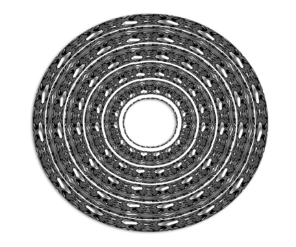 Textured Circular Illusion: Dynamic fractal pattern with a central opening, rich in detail and color variations.