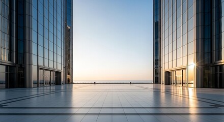 Fototapeta premium Modern architecture with reflective glass facades