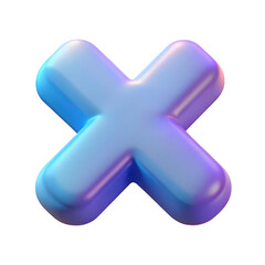 Obraz premium Iridescent 3d x symbol isolated on transparent background