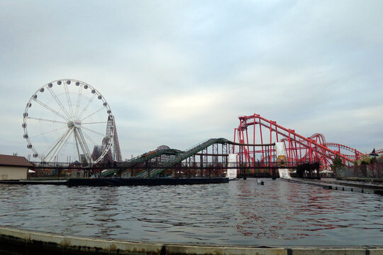 Zator, Poland. Energylandia is an amusement park and the largest in the country. The park has one of the highest roller coaster counts of any theme park in the world.