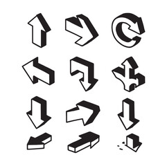 Isometric 3D Arrow Icon Set.