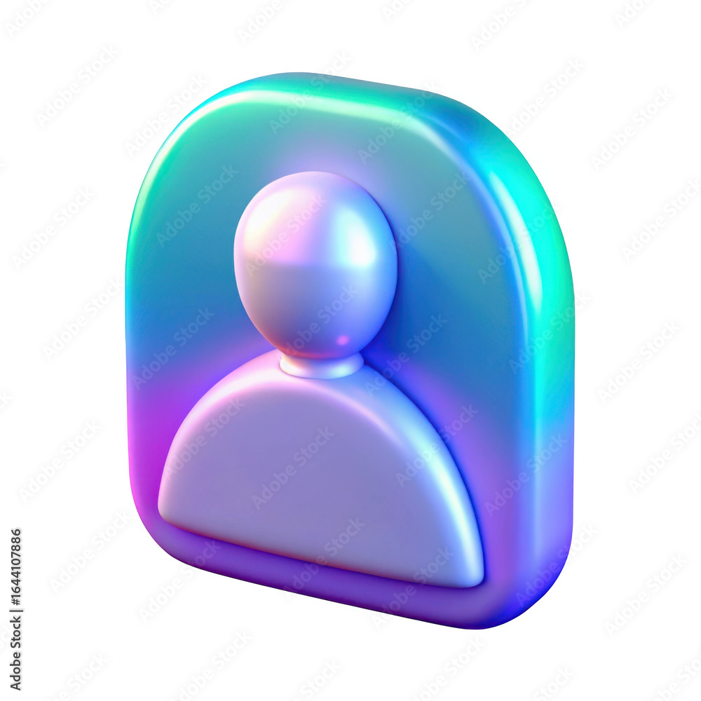 Aufkleber iridescent 3d user profile icon isolated on transparent background