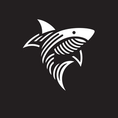 Hand drawing shark symbol on blackboard, top view. Business concept