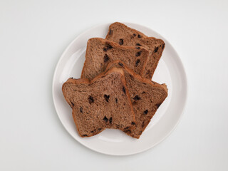 Chocolate loaf bread on white background