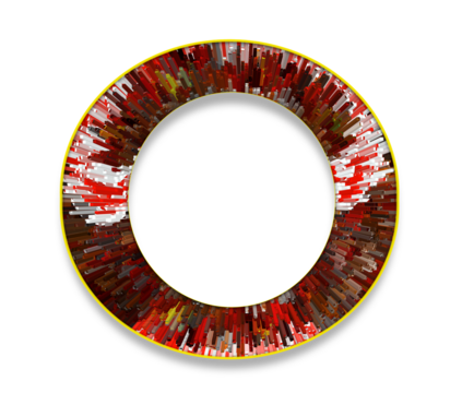 Abstract Circular Frame with 3D Pixelated Texture