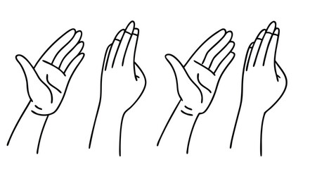 Four Line Art Hands Reaching Upward open palm