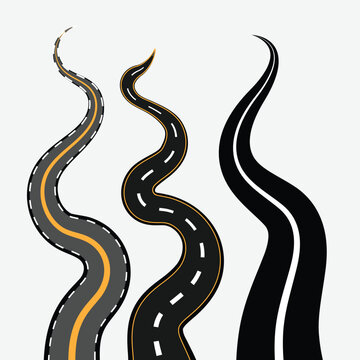 Three colorful Highway road vector illustration